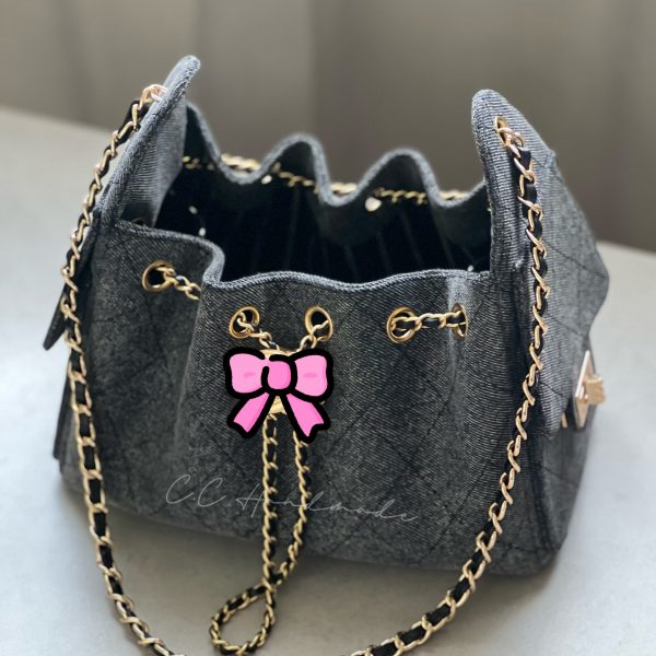 Denim Drawstring Hobo Bag